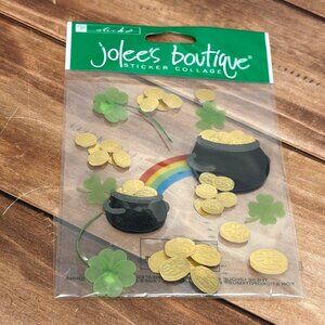 Jolees St. Patricks Day Sticker Collage W Pot Of Gold Shamrocks & Rainbow SPJB09